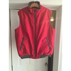 Mens Chaps Red Insulated Vest Full Zip Fleece Lined Zipper Pockets Size Large